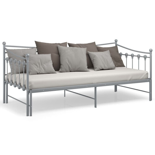 VidaXL vidaXL Pull-out Sofa Bed Frame Grey Metal for Day Sleeping Guest Sleepover 2