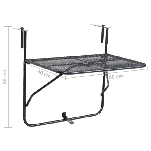 VidaXL vidaXL Balkontisch Schwarz 60x40 cm Stahl 1
