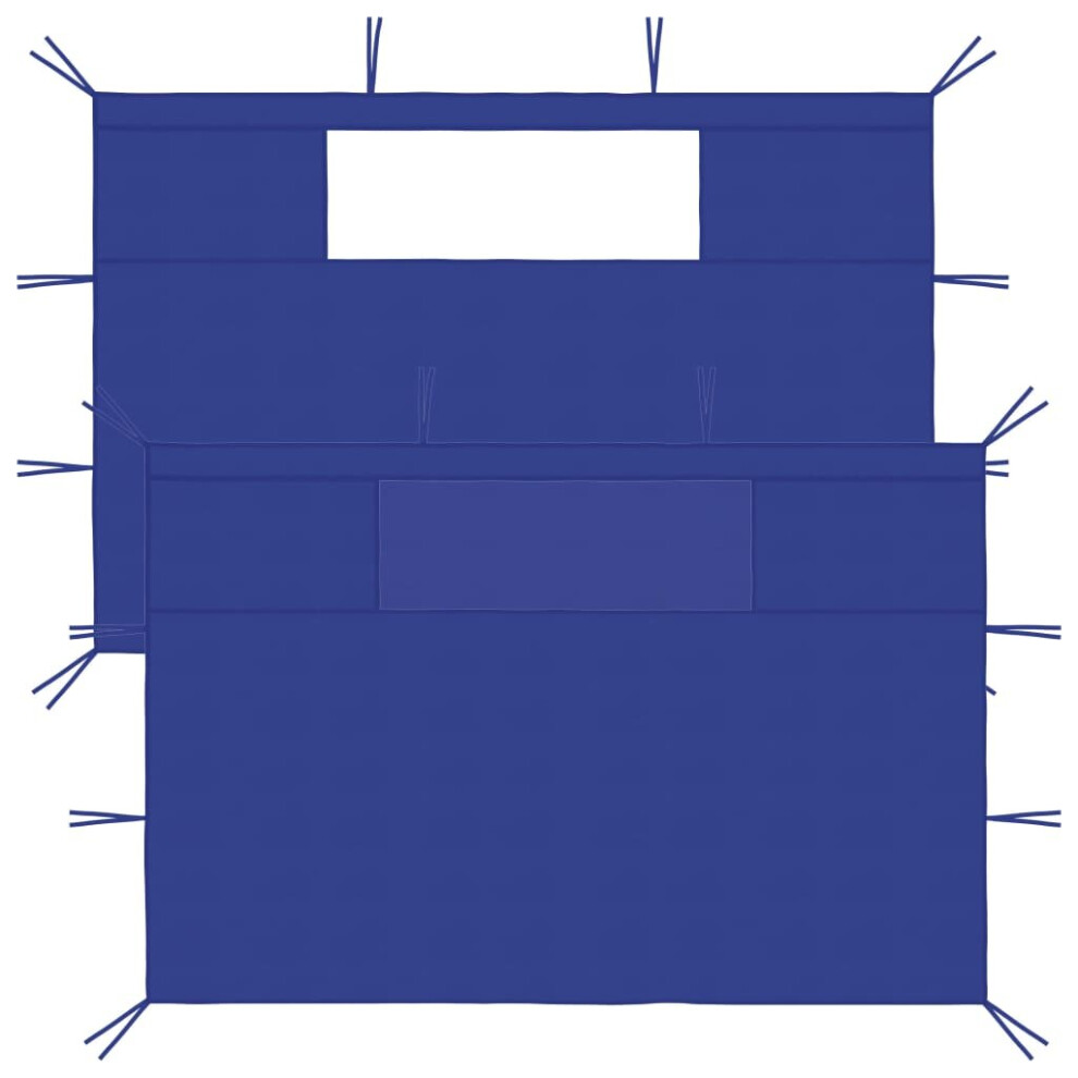 Vidaxl 2X Gazebo Sidewalls With Windows Blue Party Tent Canopy Wall Outdoor