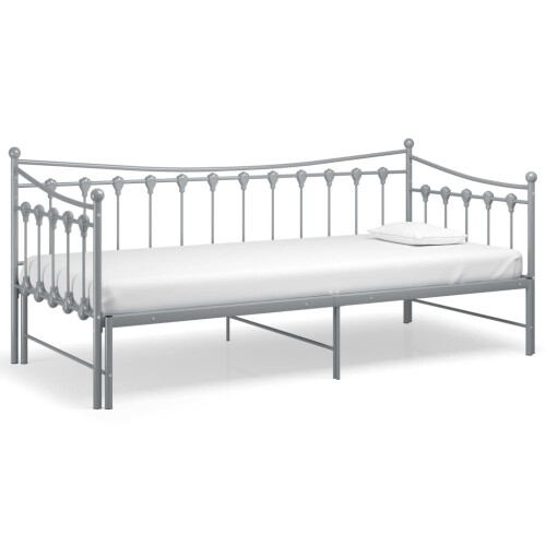 VidaXL vidaXL Pull-out Sofa Bed Frame Grey Metal for Day Sleeping Guest Sleepover 1
