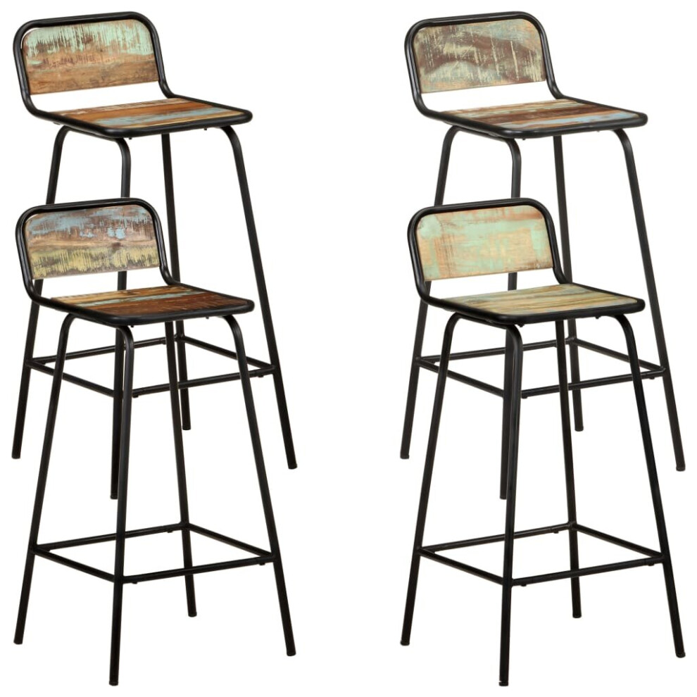 vidaXL 4x Bar Chairs Solid Reclaimed Wood Counter Stool Dining Room Kitchen