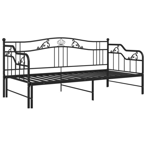 VidaXL vidaXL Pull-out Sofa Bed Frame Black Metal for Day Sleeping Sleepover Guest 2