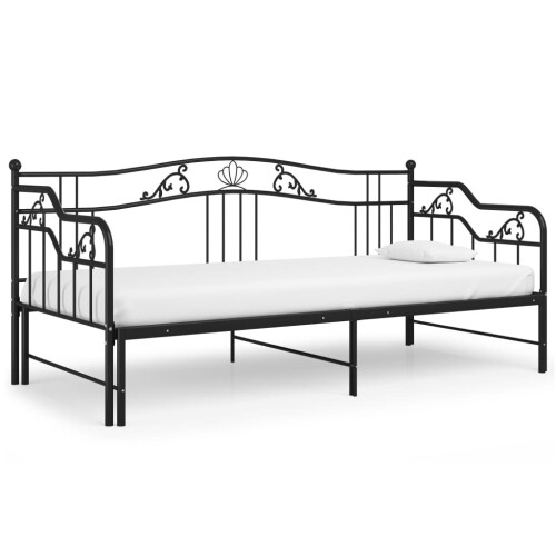 VidaXL vidaXL Pull-out Sofa Bed Frame Black Metal for Day Sleeping Sleepover Guest 1