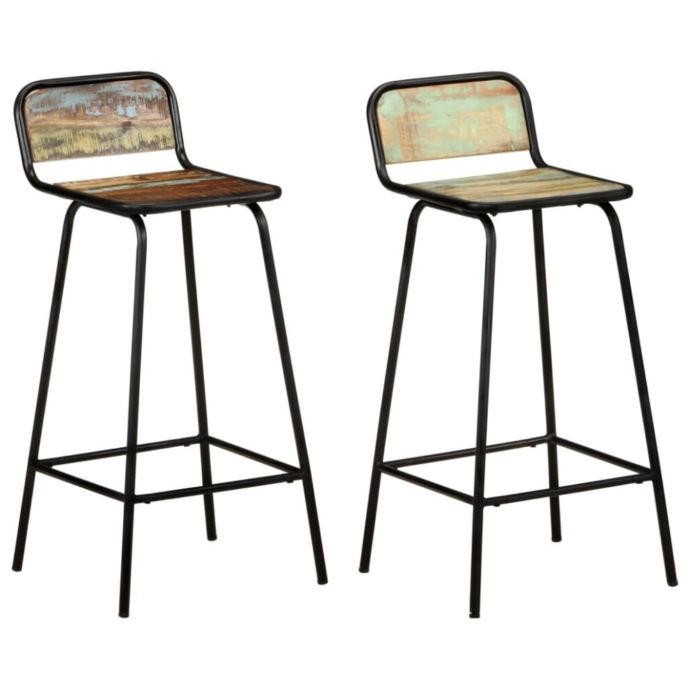 Vidaxl 2X Bar Chairs Solid Reclaimed Wood Counter Stool Dining Room Kitchen