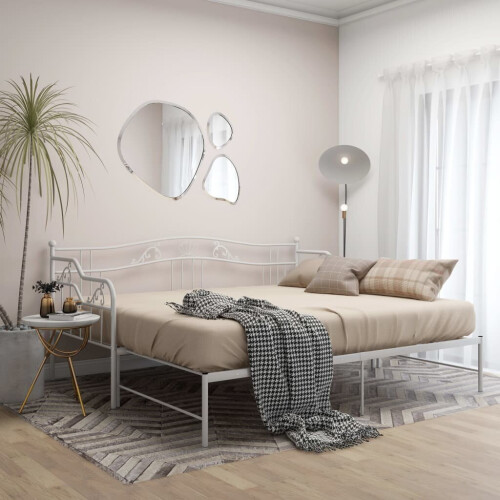 VidaXL vidaXL Pull-out Sofa Bed Frame White Metal for Day Sleeping Sleepover Guest 1