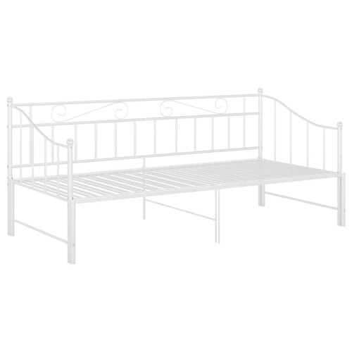 VidaXL vidaXL Pull-out Sofa Bed Frame White Metal for Day Sleeping Guest Sleepover 2