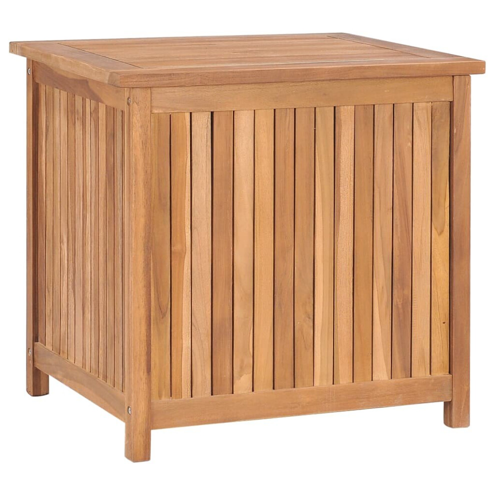 vidaXL Solid Teak Wood Garden Storage Box Wooden Outdoor Pillow Blanket Chest