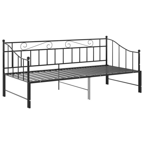 VidaXL vidaXL Pull-out Sofa Bed Frame Black Metal for Day Sleeping Guest Sleepover 1