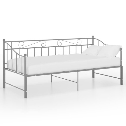VidaXL vidaXL Pull-out Sofa Bed Frame Grey Metal for Day Sleeping Guest Sleepover 1