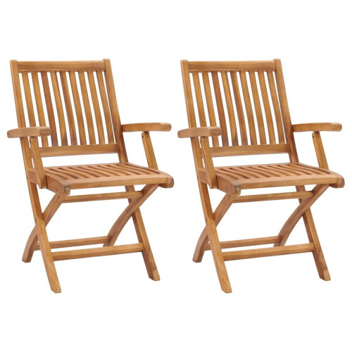VidaXL Folding Garden Chairs 2 pcs Solid Teak Wood