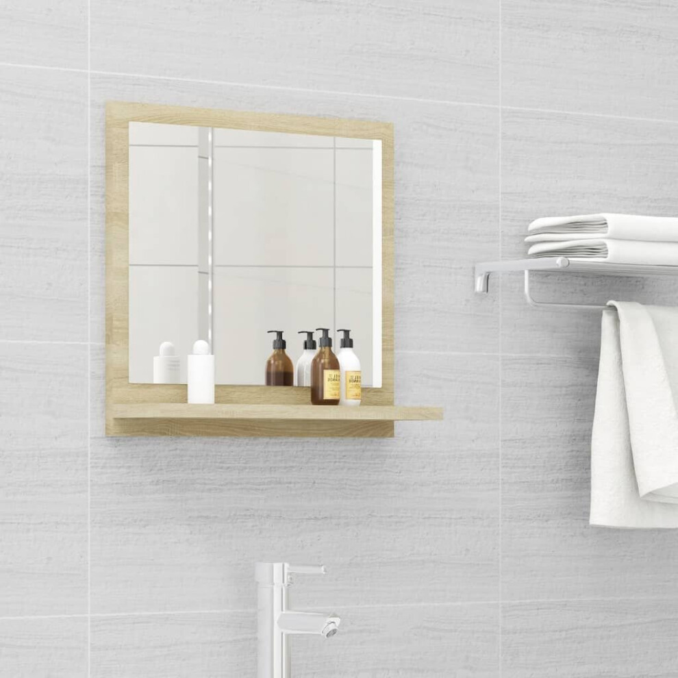 vidaXL Bathroom Mirror Sonoma Oak Engineered Wood Washroom Mirror Furniture