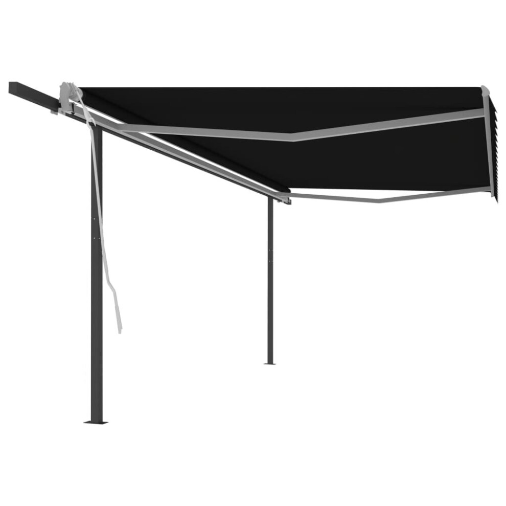 Manual Retractable Awning with Posts 5x3.5 m Anthracite