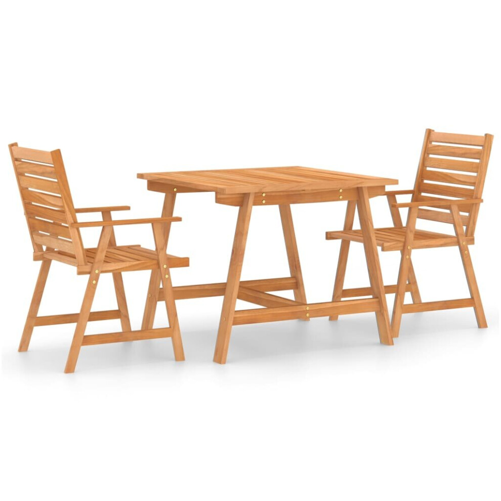 vidaXL Solid Acacia Wood Garden Dining Set 3 Piece Wooden Outdoor Furniture