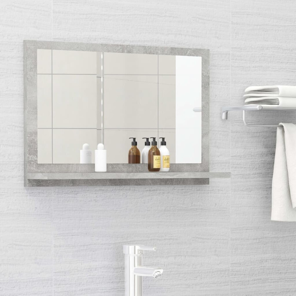 vidaXL Bathroom Mirror Concrete Grey Engineered Wood Home Washroom Mirror