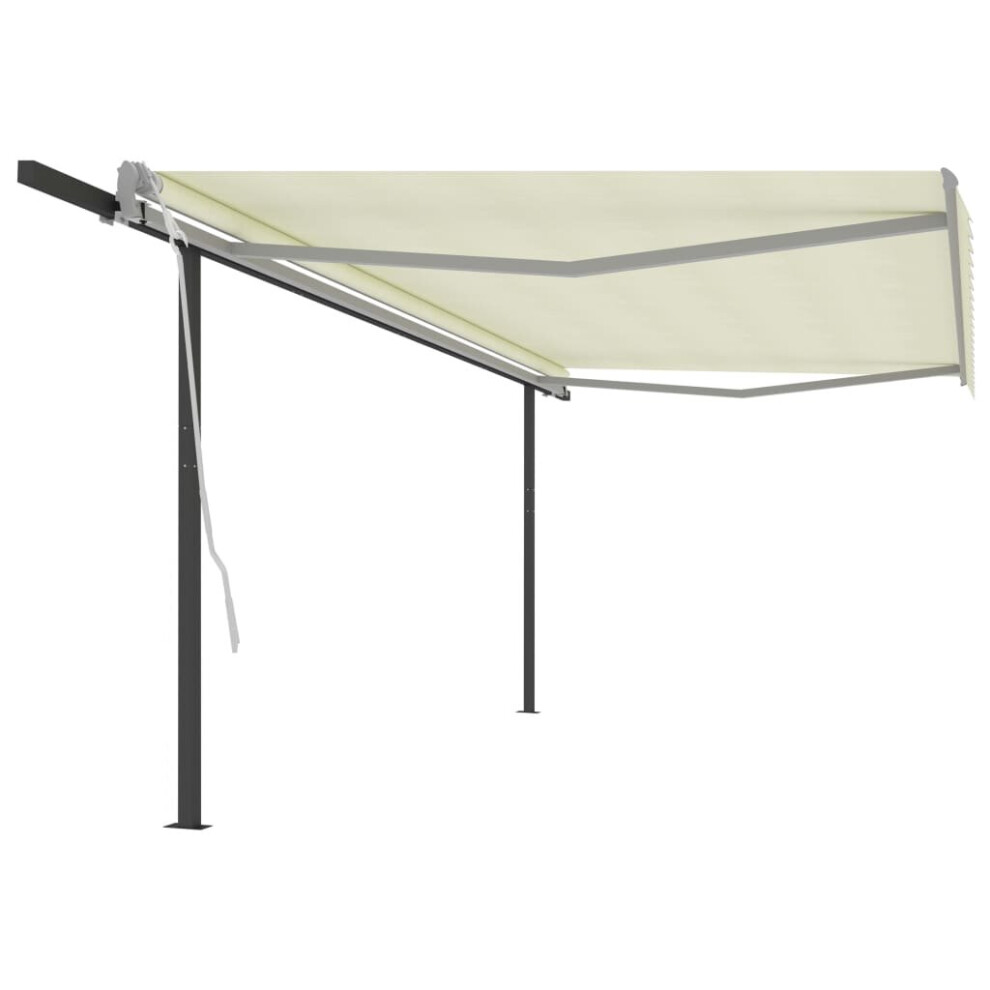 Manual Retractable Awning With Posts 5x3.5 M Cream