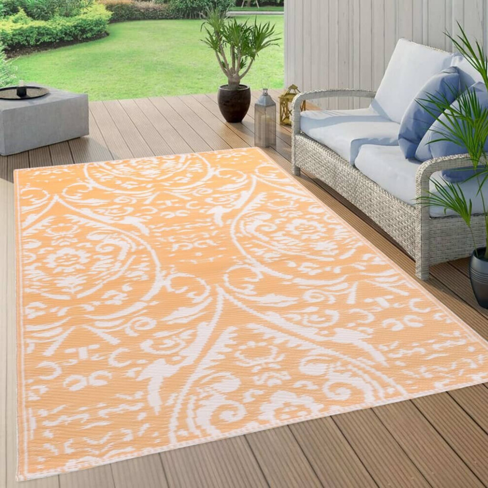 vidaXL Outdoor Carpet ARAKIL Orange and White 160x230 cm PP Rug Outdoor Blanket