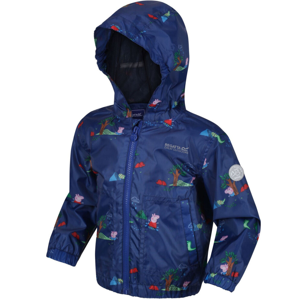 Regatta (6-12 Months, New Royal) Unisex Kids Peppa Pig Muddy Puddle Outdoor Waterproof Hooded Jacket