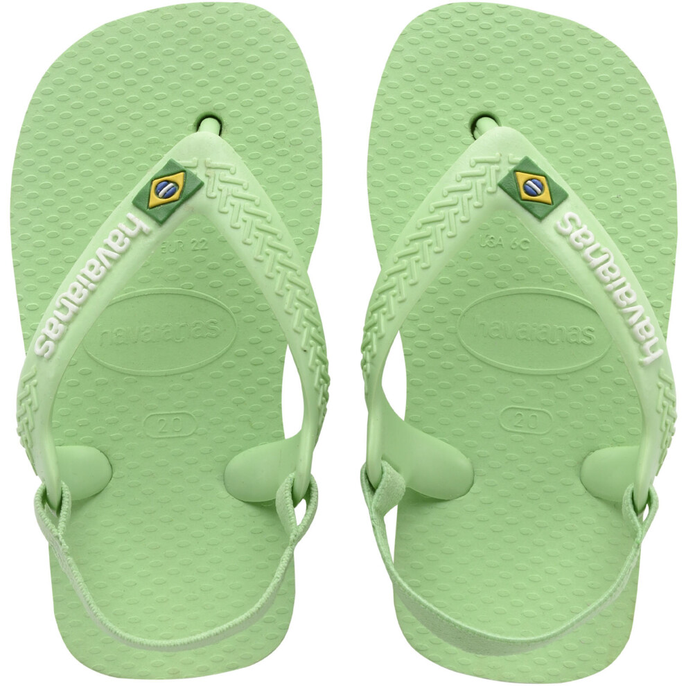 (6K UK, Hydro Green) Havaianas Kids Baby Brasil Logo Summer Beach Holiday Sandals Flip Flops