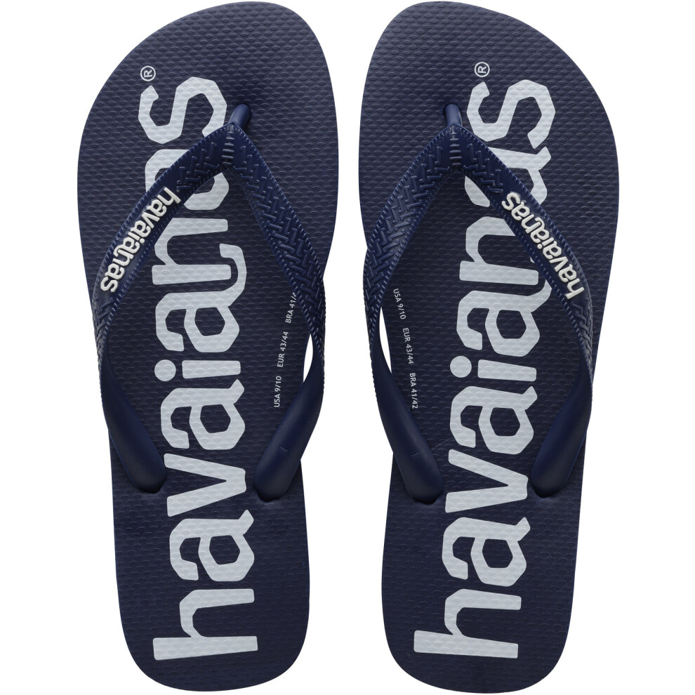 (6/7 UK, Navy Blue) Havaianas Top Logomania Mens Flip Flops