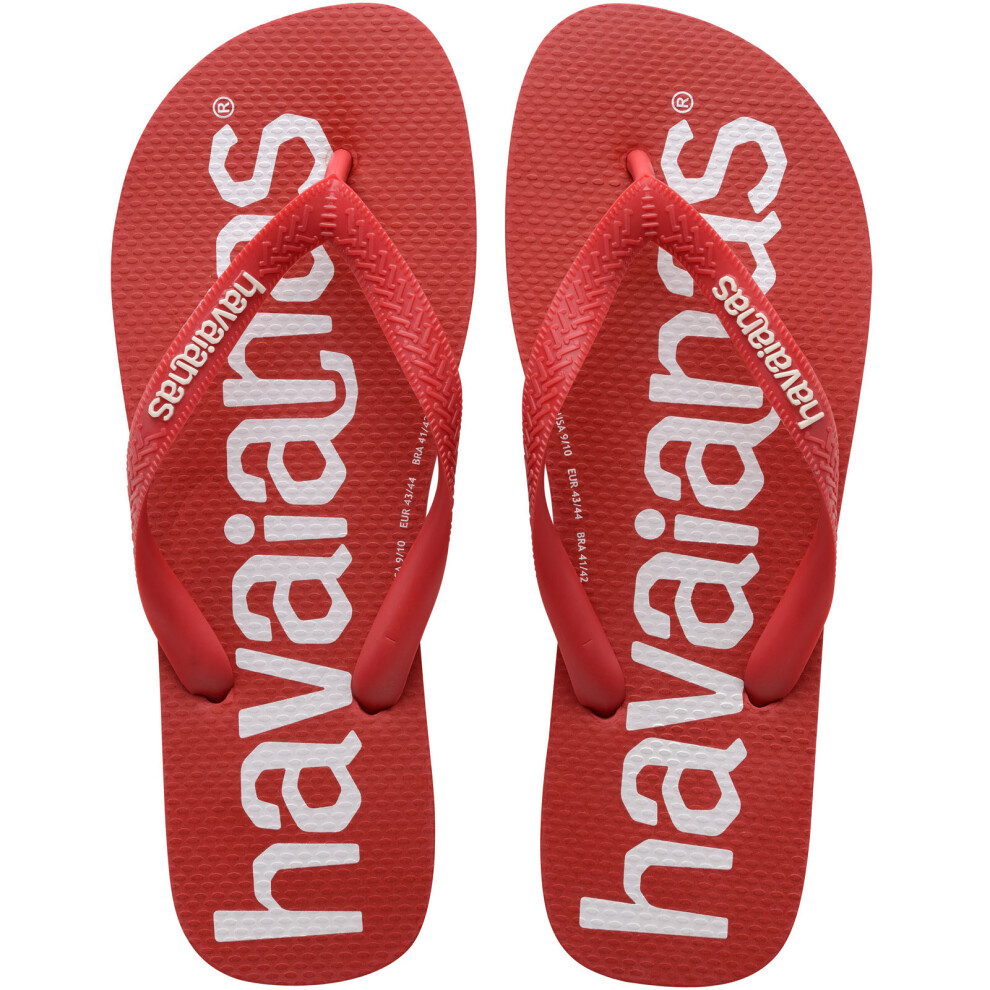 Havaianas (9/10 Uk, Ruby ) Top Logomania Mens Flip Flops Red