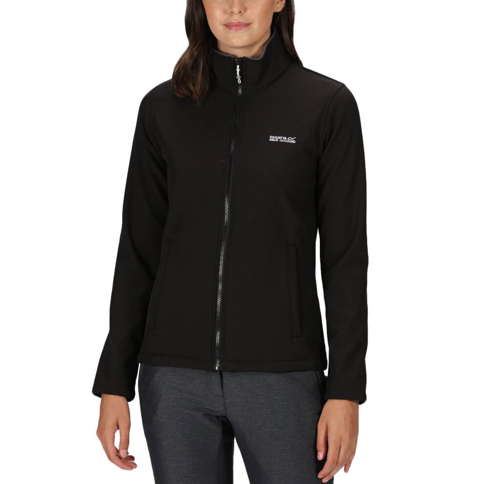 (16 UK, Black) Regatta Womens Connie V Stretch Soft Shell Outdoor Walking Jacket - Black