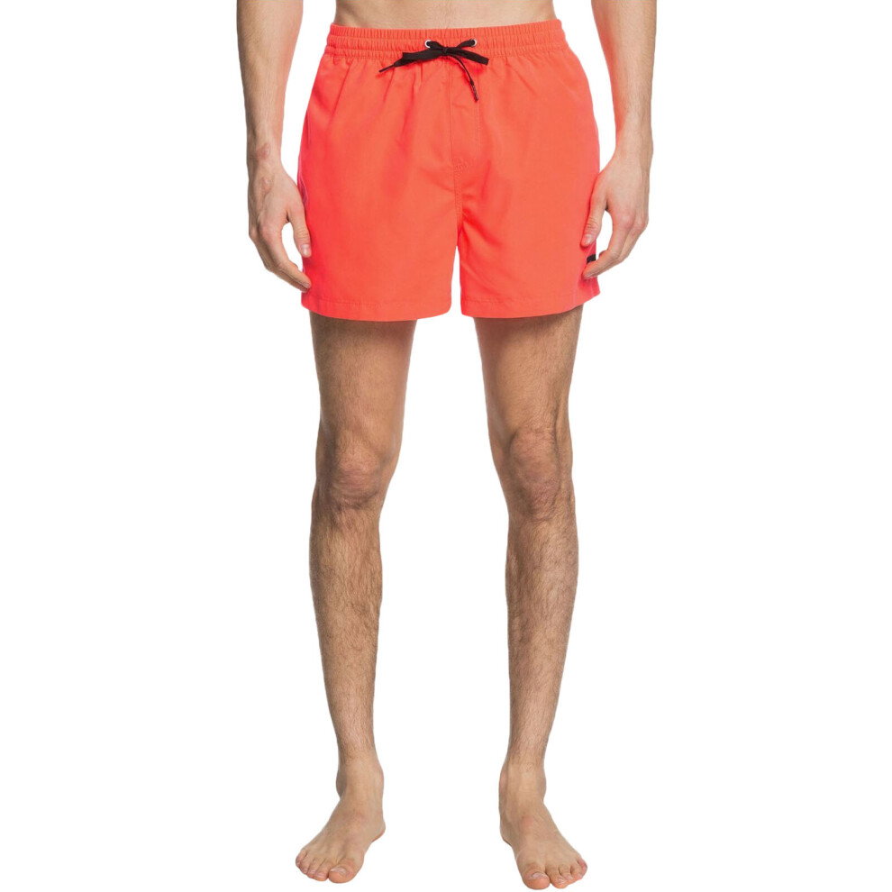 (M, Fiery Coral) Quiksilver Mens Everyday 15" Elasticated Summer Beach Pool Swimming Swim Shorts