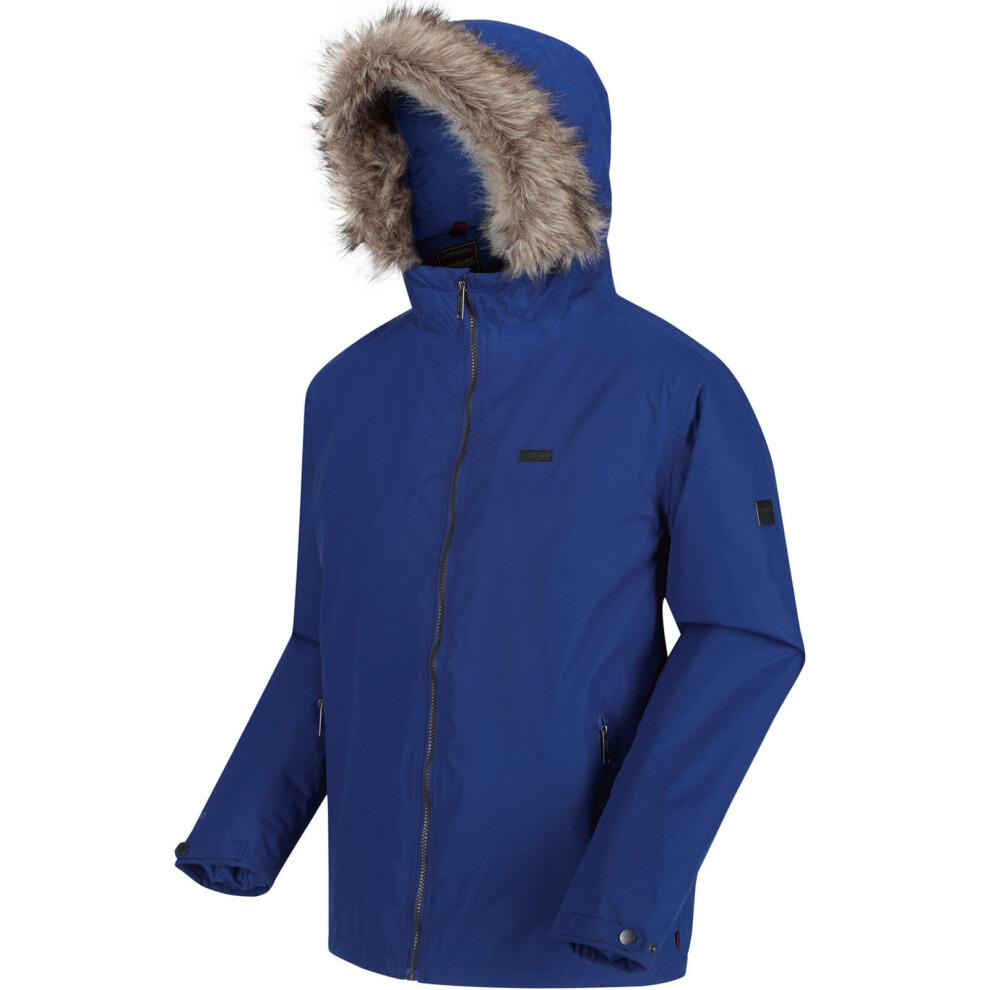 (2XL, Blue) Regatta Mens Haig Waterproof Insulated Fur Trimmed Hooded Outdoor Jacket