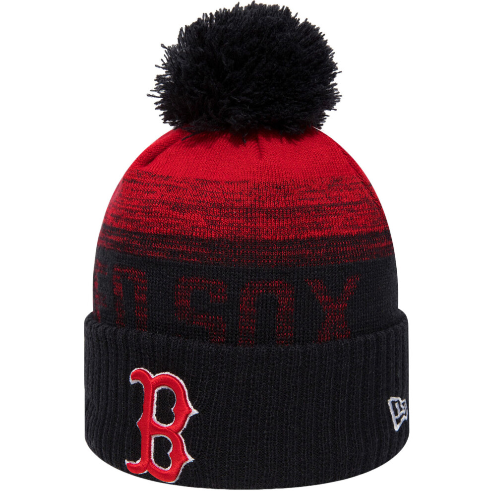 New Era Boston Red Sox Mlb Baseball Winter Warm Beanie Bobble Hat - Black Black,Red