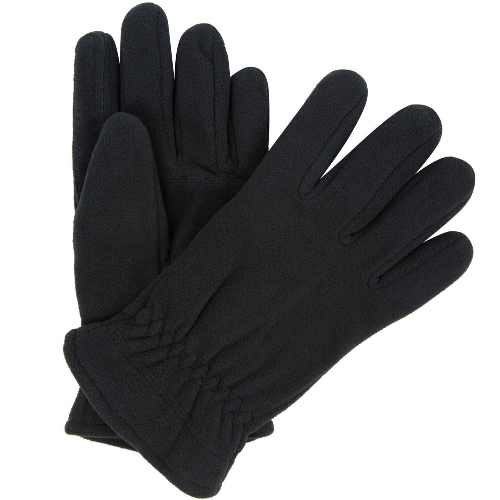 (S/M, Black) Regatta Adults Mens Thermal Outdoor Walking Winter Microfleece Gloves