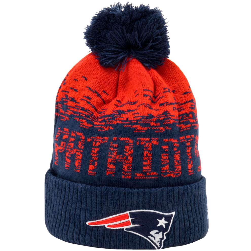 New Era New England Patriots Ombre Nfl Football Winter Beanie Bobble Hat - Navy Blue