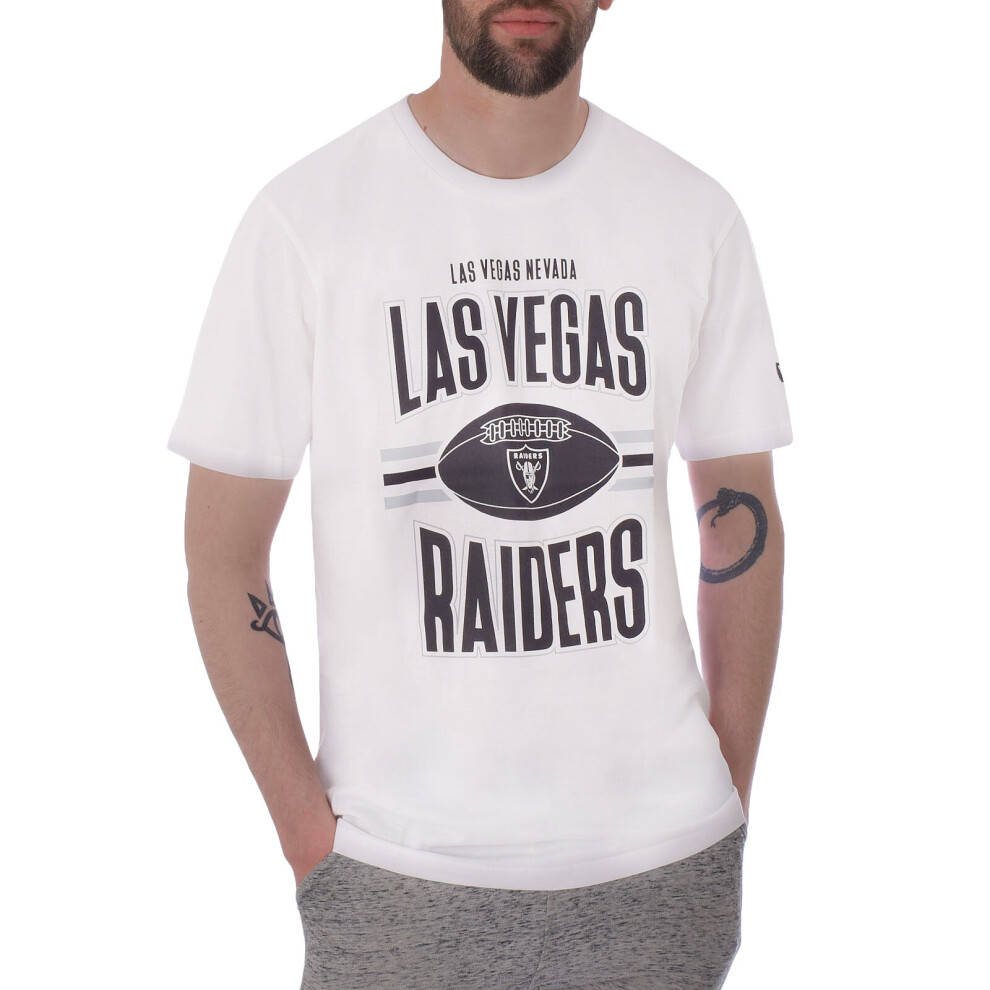 (M, White) New Era Mens Las Vegas Raiders Team Logo Crew Neck T-Shirt Top Tee - White