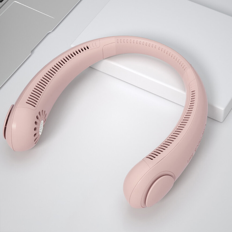 (pink) Neck Fan, USB Rechargeable Fans Cooling Portable Fan Personal Hanging Neck Fan Cooling Wearable Neck Band Fan for Indoor and Outdoor