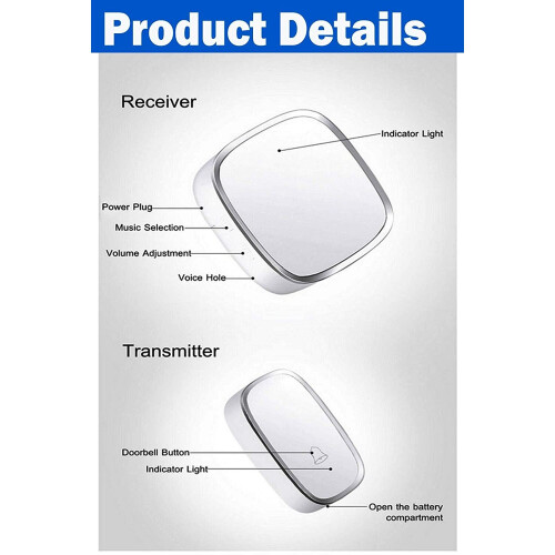 (1 Receiver + 1 Transmitter) Wireless Doorbell 2