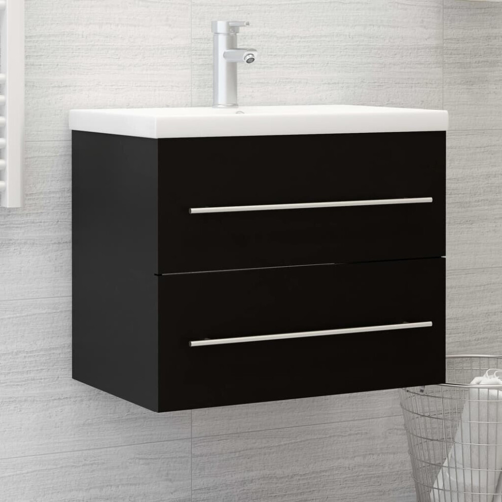 vidaXL Sink Cabinet Black Engineered Wood Storage Rack Vanity Unit Cupboard