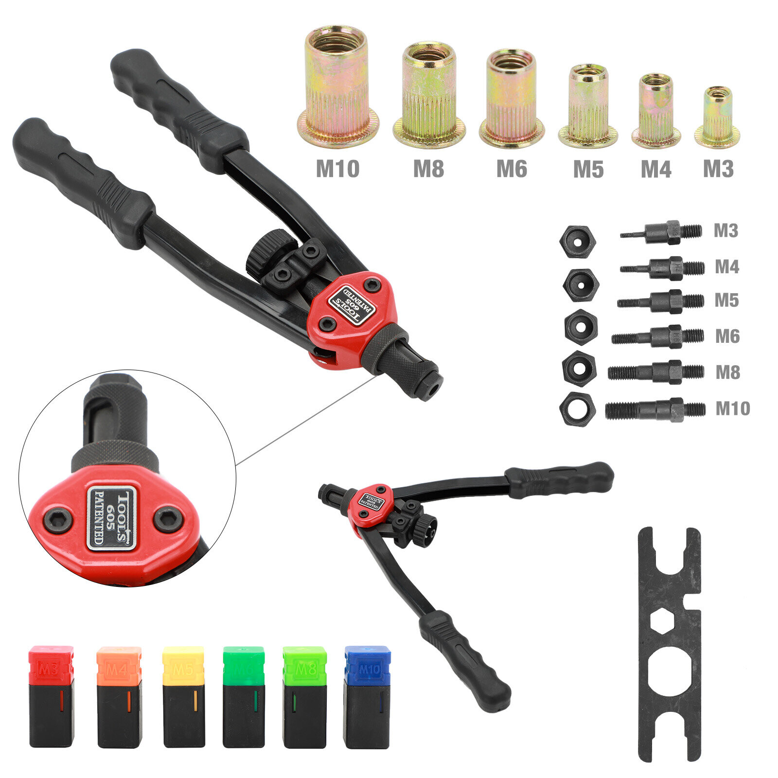 150pcs Pro Hand Rivet Nut Tool Riveter Gun Mandrels M3M10 Rivet Repair