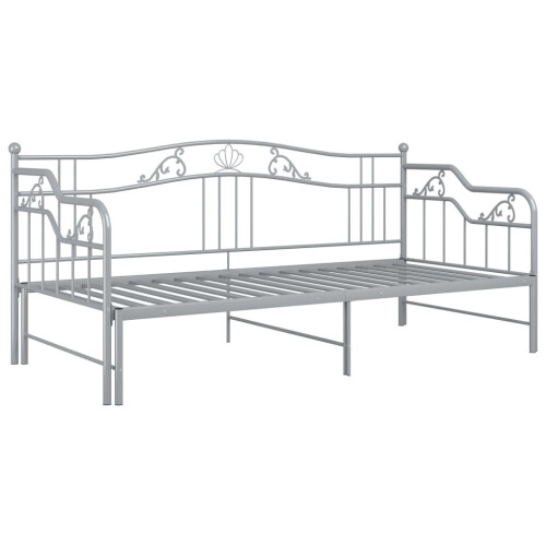 VidaXL vidaXL Pull-out Sofa Bed Frame Grey Metal for Day Sleeping Sleepover Guest 2