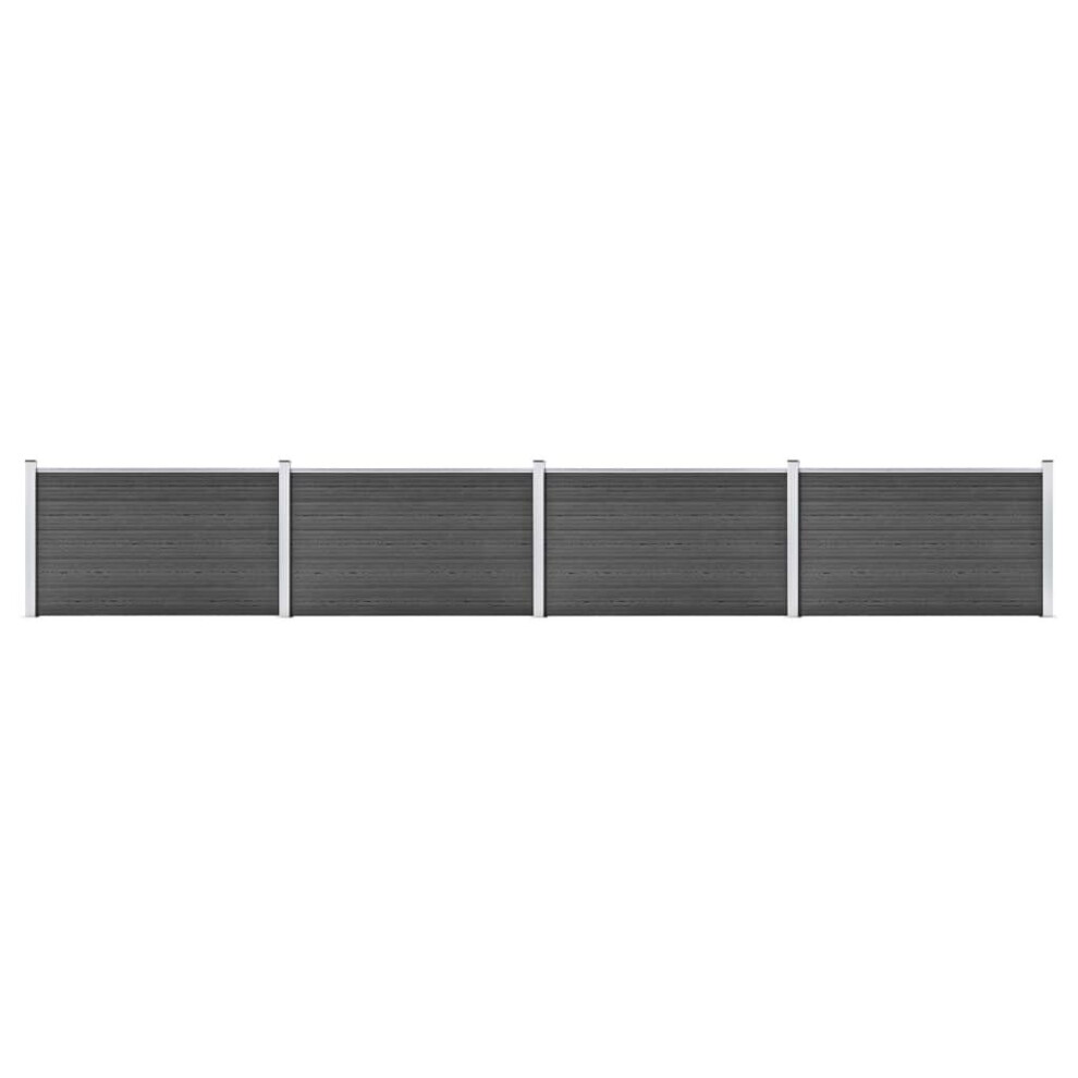 Fence Panel Set Wpc 699X105 Cm Black 8720286366974