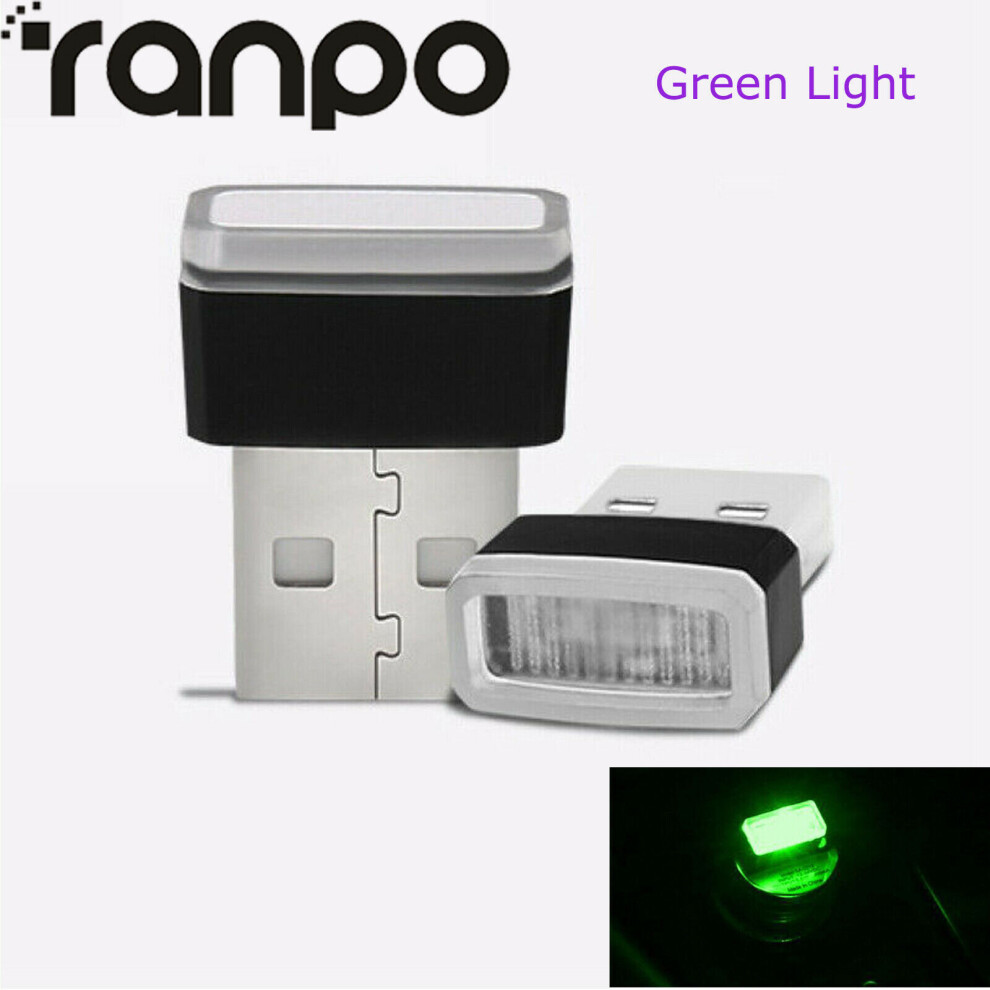Ranpo () Mini Flexible Usb Led Interior Car Strip Neon Car Atmosphere Lamp Green/Light