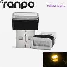 (Yellow) Mini Flexible USB LED Light Interior Car Strip Neon Car Atmosphere Lamp