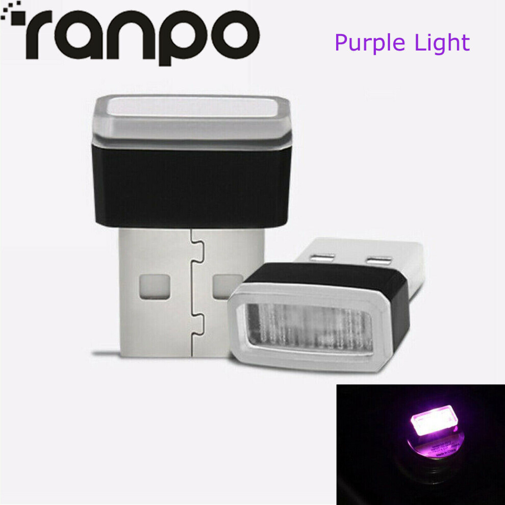 Ranpo () Mini Flexible Usb Led Interior Car Strip Neon Car Atmosphere Lamp Purple/Light