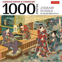 Japanese Garden in Summertime - 1000 Piece Jigsaw Puzzle, A: A Scene from THE TALE OF GENJI, Woodblock Print (Finished Size 24 in X 18 in)