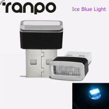 (Ice Blue	) Mini Flexible USB LED Light Interior Car Strip Neon Car Atmosphere Lamp