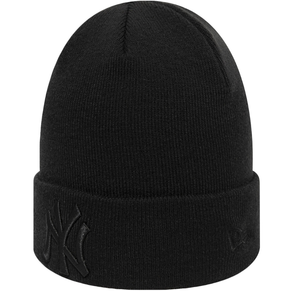 New Era New York Ny Yankees Mlb Baseball Essential Knitted Beanie Hat All Black