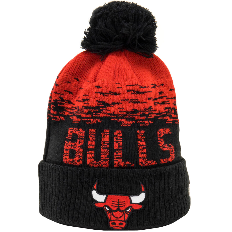 New Era Chicago Bulls Nba Basketball Winter Warm Beanie Bobble Hat - Black