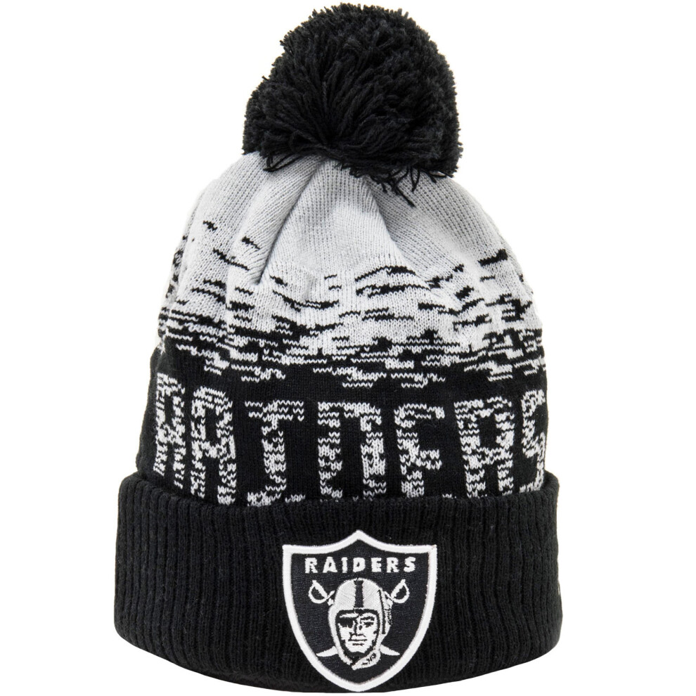 New Era Las Vegas Raiders Ombre Nfl Football Winter Beanie Bobble Hat - Black