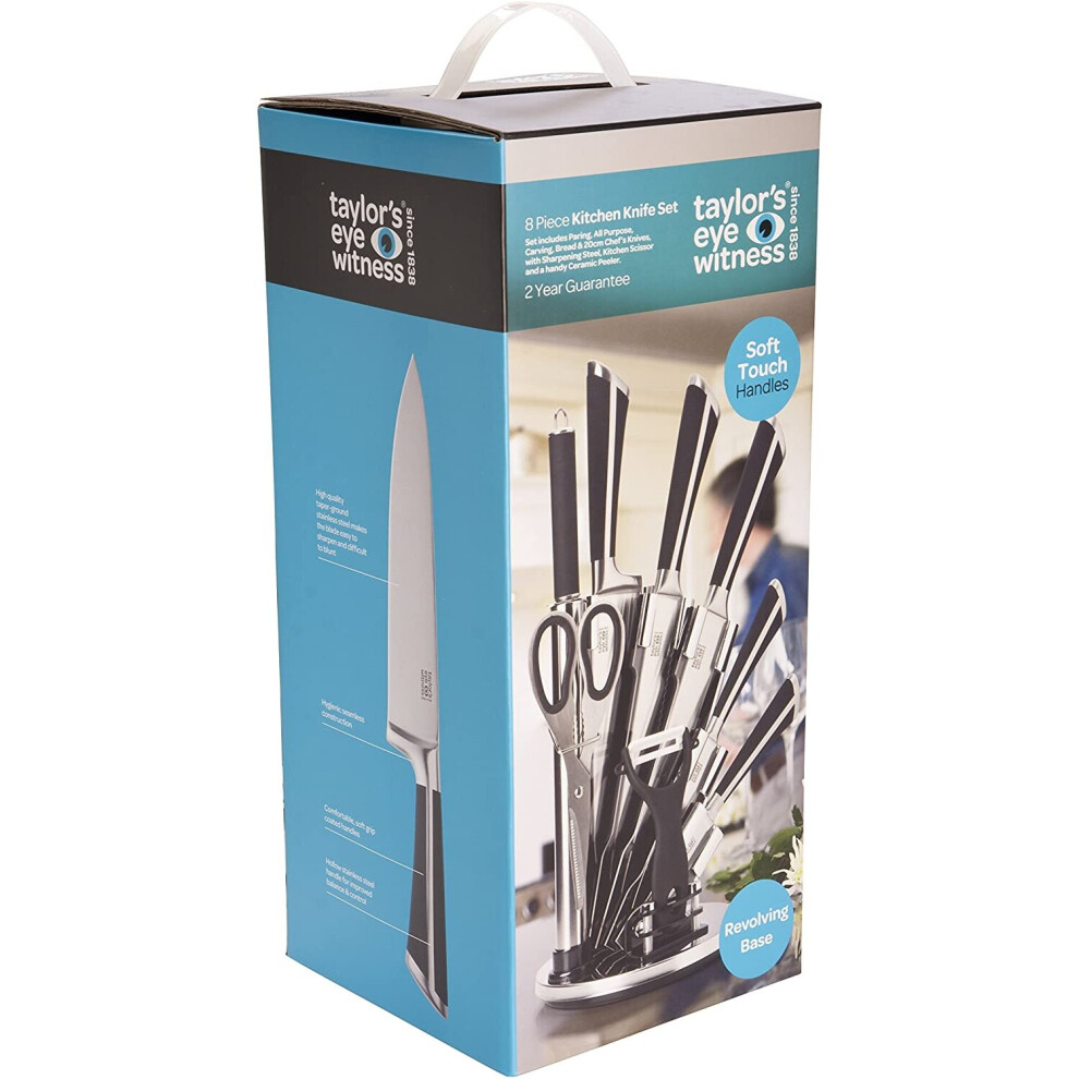 Taylors Eye Witness 8 Piece Kitchen Knife Set with Rotating Knife Block
