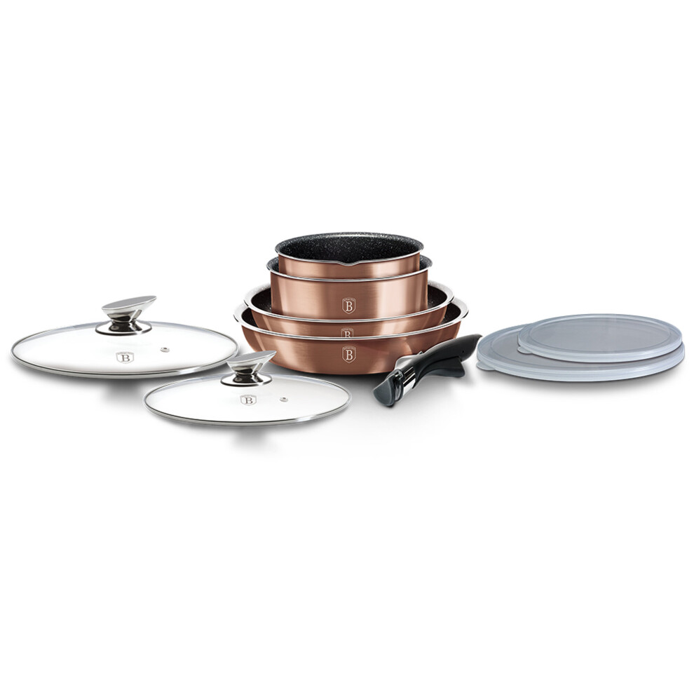 (Rose Gold) Berlinger Haus 9Pc Space Saving Pots and Pans Set