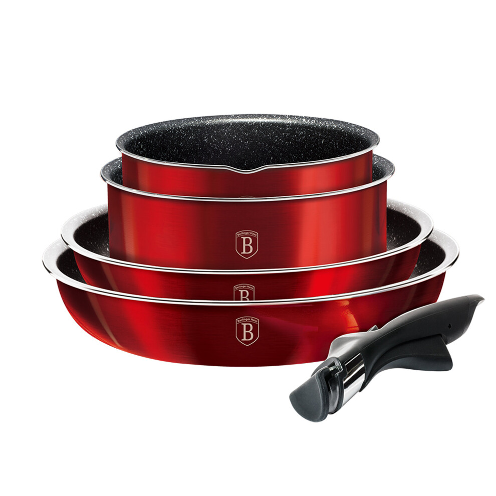 (Burgundy) Berlinger Haus 9Pc Space Saving Pots and Pans Set