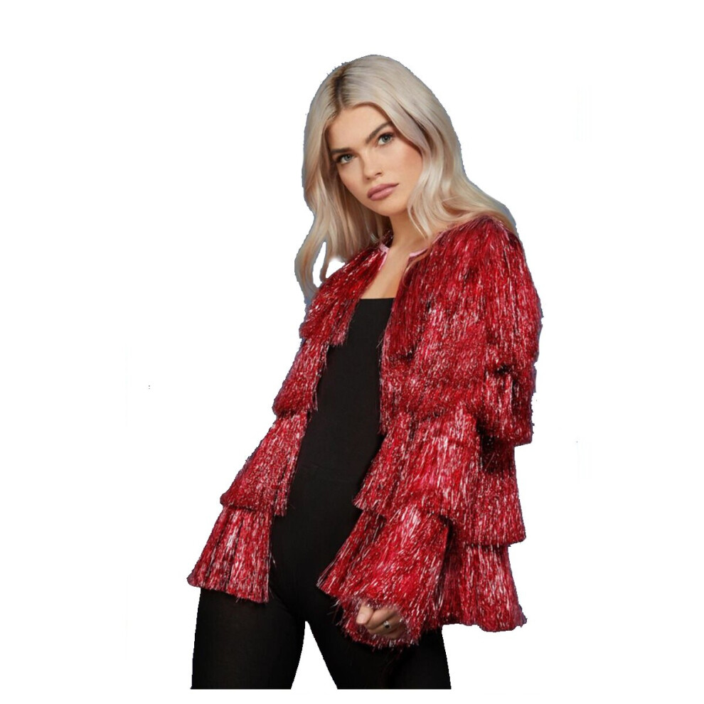 (S/M) Fever Red Tinsel Festival Jacket - S/M & L/XL