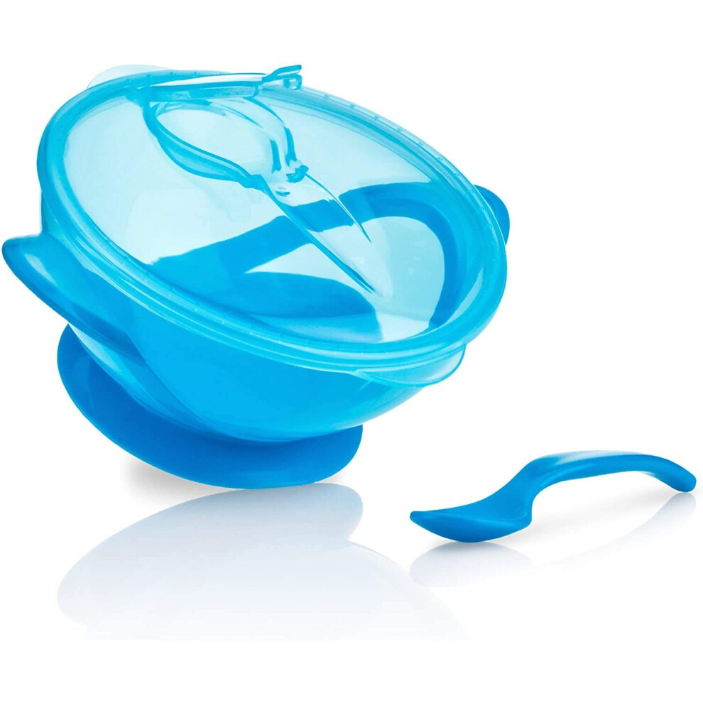 Nuby Easy Go Suction Bowl with Lid and Snap-in Spoon, Colors May Vary